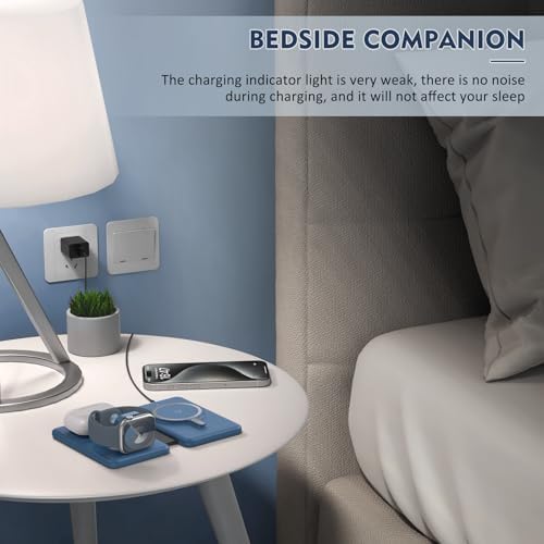 Revolutionize Your Charging Experience with the Ultimate 3-in-1 Wireless Charging Station for i Phone, Apple Watch, and Air Pods – Magnetic Foldable Design for Enhanced Portability and Fast Charging Compatibility with i Phone 16, 15, 14, 13, 12 Pro Max Plus – Effortlessly Streamline Your Tech Setup and Eliminate Cable Clutter – Durable and Stylish Solution for Home and Office Use