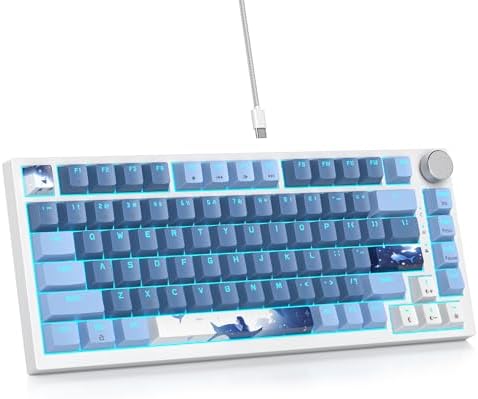 Transform Your Gaming Setup with the 75% Monster B Wired Mechanical Keyboard – 82 Keys, Gasket Mount Design, Hot-Swappable White Switches, RGB Lighting, Programmable Features for Mac/Windows – Unmatched Speed and Comfort for Gamers and Professionals