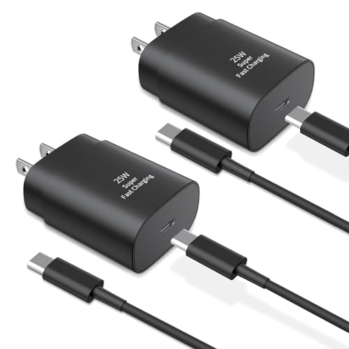 25 W Dual USB C Fast Charger Set with 6 Ft Cable – Ultimate Type C Power Solution for Samsung Galaxy S24/S23/S22/S21, i Phone 15 Series & Pixel Devices – Enhanced Safety, Rapid Charging Efficiency, Perfect for Home, Office, and Travel