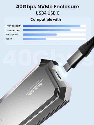 Ultra-Fast 40 Gbps NVMe Enclosure with Cooling Fan – Premium Aluminum Thunderbolt 4 & USB 4 External SSD Case for M.2 2280/2260/2242 Drives – Unmatched Compatibility & Performance for Gaming, Video Editing & More