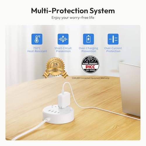 NTONPOWER 2 Pack Travel Power Strip with USB Ports – Compact 3 Outlet Charging Station for On-the-Go Convenience, 5 ft Power Cord, Wall Mountable Design for Cruises, Hotels, and Offices – Enhanced Device Compatibility and Fast Charging Solutions