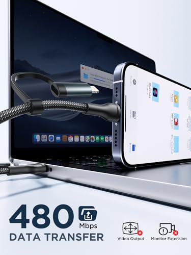 Universal 4-in-1 Multi-Device Charging Cable [2-Pack, 6.6 FT] – 60 W Fast Charging Nylon Braided Lightning & USB-C Cords for i Phone, i Pad, Samsung Galaxy, Mac Book & More – Durable & Tangle-Free Solution for Efficient Powering