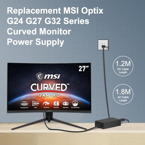 Elevate Your Gaming Setup with the HKY 20 V AC/DC Adapter for MSI Optix Monitors – High-Efficiency Power Supply Featuring State-of-the-Art Overheating Protection – Perfectly Designed for G241, G241 V, G24 C6, G27 C5, G271 Models – Ultra-Portable and Lightweight for Seamless Travel – Built to Last with Premium Durability Ensuring Long-Term Reliability – Maximize Visual Performance with Optimized Power Delivery – Comprehensive Safeguards Against Over-Voltage and Short Circuits – Essential Charger for Enhanced FHD Curved Gaming Experience – Unlock Your Full Gaming Potential with Uninterrupted Power Supply!