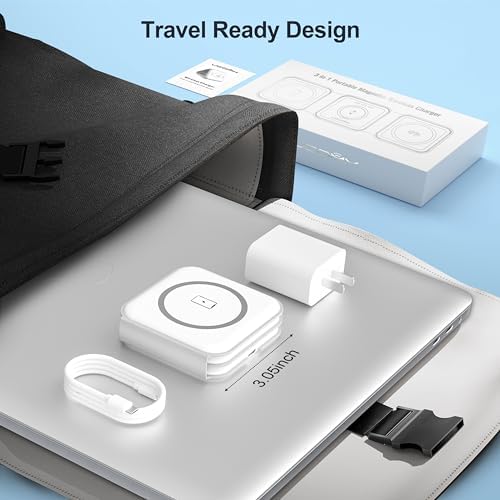 UCOMX Foldable 3-in-1 Wireless Charging Station: Ultimate Travel Charger for i Phone 12-16 Pro Max, Apple Watch Series 3-Ultra, and Air Pods Pro – Rapid Nano Technology for Fast, Safe Charging & Clutter-Free Convenience