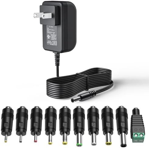 Universal 15 V 2 A Regulated Power Supply Adapter – High-Efficiency 30 W AC to DC Charger with 10 Interchangeable Connectors, UL Listed for Superior Safety and Versatility, Global 100-240 V Input for Home and Office Use