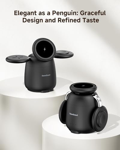 3-in-1 Wireless Charging Station for Mag Safe: Fast Charging Dock for i Phone 16/15/14/13/12, Apple Watch & Air Pods, Swan Scout 707 M – Streamlined Power Solution for Modern Tech Enthusiasts
