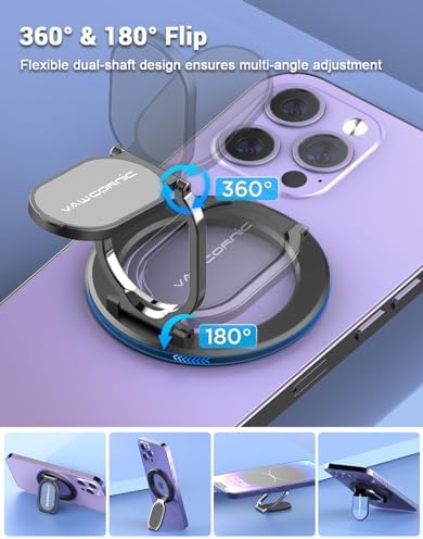 VAWcornic Magnetic Phone Ring Holder: Dual-Sided Grip & Stand for Mag Safe i Phone 14/13/12 & All Smartphones – Ultra-Lightweight Design for Optimal Stability and Versatile Viewing Angles