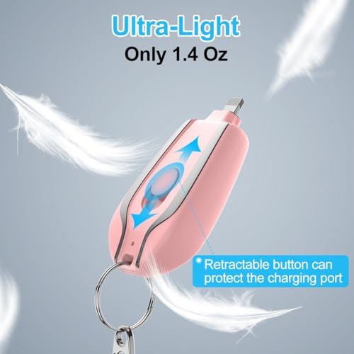 Compact Keychain Portable Charger – 2200 m Ah Emergency Power Bank for i Phone 14/13/12/11/XS/XR/8/7/6 Series – Ultra-Lightweight Fast Charging Battery Pack with Pass-Through Function and Multi-Protection Features – Ideal for On-the-Go Power Backup – White