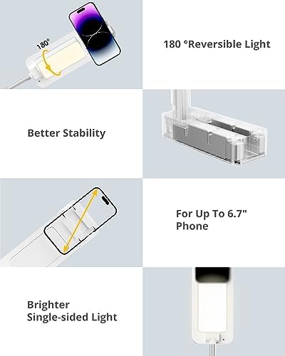 Phone Stand for Recording, Overhead Phone Mount with Light, Selfie Stand,Portable,Extendable,360° Rotate,Adjustable,Wireless Remote,Rechargeable, for 3.5-6.9″ Phones, Live Streaming, White – Enhanced Compatibility and Speed