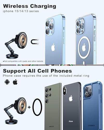 Revolutionary ZBF Magnetic Smartphone Holder for Cars – 360° Rotating Dashboard & Windshield Mount for Enhanced Hands-Free Navigation – Secure Magnetic Grip Ideal for i Phone 16/15/14/13 Pro Max and All Smartphones – Effortless Installation & Sleek Design for Ultimate Driving Convenience