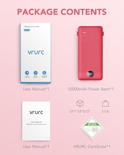 VRURC 10000 m Ah Portable Charger with Built-in Cables & AC Plug – Lightweight USB-C Power Bank for Effortless Device Charging on the Go – Stylish Green External Battery for Smartphones and Tablets – Ultimate Travel Companion for Uninterrupted Connectivity and Enhanced Compatibility