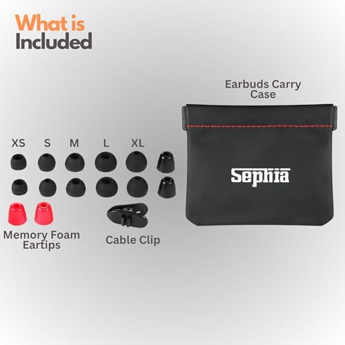 Sephia SP3060 Wired Earbuds – Premium HD Bass Sound, Lightweight Aluminum Design, Customizable Fit with S/M/L Tips, Noise Isolation, Tangle-Free 3.5 mm Cable & Protective Case – Ideal for Music Lovers and On-the-Go Listening