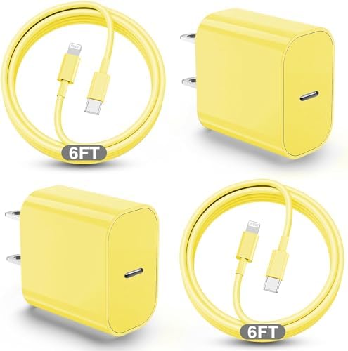 Ultra-Fast 20 W i Phone Charger with 10 ft USB C to Lightning Cable – Stylish Pink Fast Charging Block for i Phone 14 Pro Max, 13, 12, 11, XS, SE, i Pads & Air Pods – Unmatched Compatibility & Durability for On-the-Go Power