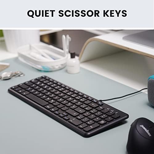Elevate Your Typing Experience with the Perixx PERIBOARD-213 U Wired Silent USB Scissor Keyboard – Compact Design with Number Pad for Effortless Productivity, Ideal for Home and Office Use, Enhanced Compatibility, and Sleek Aesthetic – Perfect for Quiet Workspaces and Data Entry – Black US English Layout