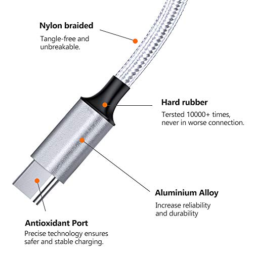 10 ft 2-Pack Multi Charging Cable: Durable 3-in-1 USB-C, Micro USB & Lightning Cords for Fast Charging | Extra Long Universal Charger for Phones, Tablets & More | Perfect for Home, Office, and Travel Use