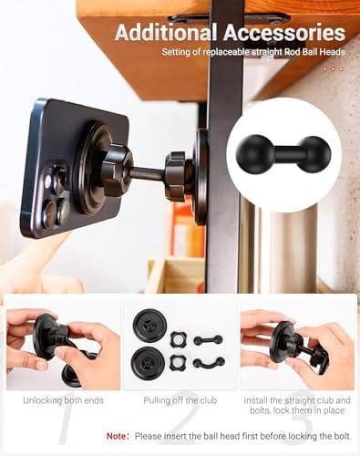 Magnetic Gym Phone Holder for Mag Safe – Ultimate Hands-Free Workout Accessory with Dual Ball Head for Optimal Viewing – Securely Supports i Phone 12 to 16 Pro Max & All Smartphones – Elevate Your Fitness Routine with Seamless Connectivity and Stability