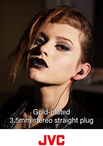 JVC HAFX1 Xtreme-Xplosivs Earbuds – Premium Deep Bass Wired Headphones with Enhanced TV & PC Compatibility, Lightweight Comfort & Tangle-Free Design for Exceptional Sound Quality in Black & Red