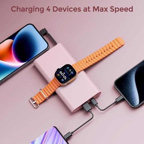 Ultimate Portable Charger with Built-in Cable for i Phone 14/13/12/11/XS Pro/Max – 10,000 m Ah Fast Charging Power Bank for Apple Watch and Samsung – Sleek, Compact, and Highly Compatible Power Bank for On-the-Go Charging
