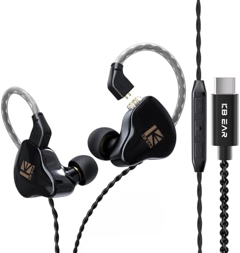 KBEAR KS1 Premium Wired Earbuds with Microphone – Superior In-Ear Monitors for Rich Deep Bass & Hi-Fi Stereo Sound – Noise-Isolating Design with Tangle-Free Removable Cord – Ergonomically Crafted for Comfort & Enhanced Device Compatibility in Workouts and Daily Use