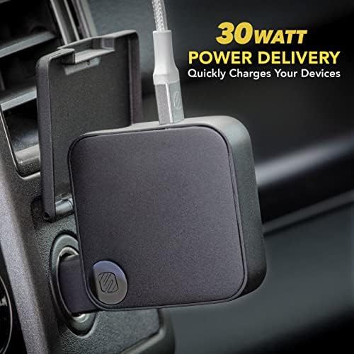 Scosche CPDC203 Power Volt 20 W Fast Car Charger with 3-Foot Adjustable Coiled Cable – Universal USB-C Compatibility, Power Delivery 3.0 for Rapid Charging of Smartphones, Tablets, and More – Compact and Efficient Travel Accessory