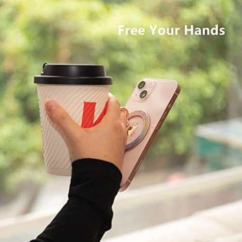 Revolutionary MINDSKY Mag-Safe Phone Grip & Stand for i Phone 12/13/14/15 Series – 360° Dual-Arm Adjustable Kickstand with Superior Magnetic Support – Lightweight, Durable Design for Enhanced Drop Protection – Effortless Hands-Free Use & Easy Wireless Charging Compatibility