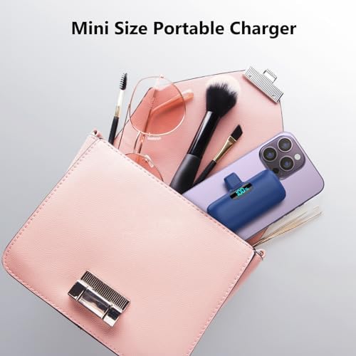 Ultra-Compact 5000 m Ah USB-C Power Bank – Fast Charging Mini Portable Charger with Built-in Connector & LCD Display – Perfect for i Phone 15, i Pad Pro, and Android Devices – Lightweight and Travel-Friendly Power Solution for On-the-Go Connectivity