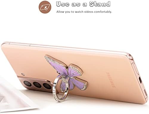 Glitter Butterfly Phone Ring Grip Holder – 360-Degree Rotating Kickstand for i Phone, Samsung Galaxy & Android – Stylish Rhinestone Design for Enhanced Durability and Comfort – Perfect Gift for Women and Girls – Secure Adhesive for Optimal Grip – Versatile Stand for Video Calls, Streaming & More