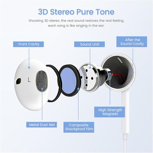 Premium i Phone Compatible Wired Earbuds – Dual Pack Featuring Noise Cancellation, Integrated Microphone, and Easy Volume Control for Superior Sound Experience – Ideal for Music Lovers, Call-Handling, and Podcast Enthusiasts Across All i Phone Models Including 14, 13, 12, 11, X, 8, 7, SE, Pro, Max, Plus – Enhance Your Daily Audio Journey with Comfort and Clarity