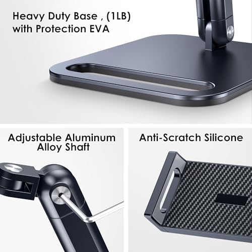 Crea Dream Heavy-Duty Aluminum Tablet Stand – Versatile 360° Adjustable Holder for i Pad Pro, Galaxy Tab, Surface Pro, and More – Ergonomic Desk Accessory for Enhanced Productivity and Comfort – Sleek Black Design, Compatible with Devices 4.7” to 13