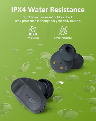Philips TAT3519 Premium True Wireless Earbuds – Bluetooth 5.3 Noise-Canceling Headphones with Deep Bass, 24-Hour Battery, and Crystal-Clear Call Quality – Ideal for Audiophiles and Active Lifestyles with Fast Charging and IPX4 Water Resistance