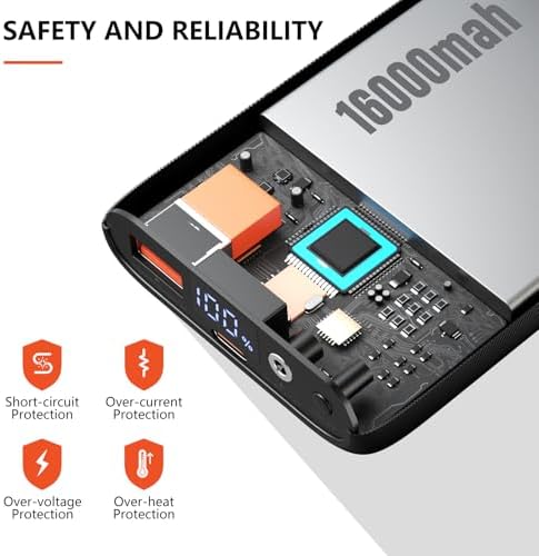 Ultimate 7.4 V 16000 m Ah Heated Vest Battery Pack: Versatile Power Bank for Heated Clothing with USB/Type-C/DC Output & LED Display – Stay Warm and Connected on Outdoor Adventures