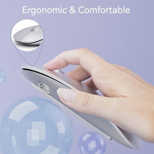 Elevate Your Computing with the Uiosmuph G11 Wireless Mouse – Stylish Purple Slim Design, USB C Rechargeable & Silent Click Technology for Effortless Precision and Comfort on Laptop, Mac, and PC