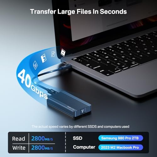 Experience Lightning-Fast Storage with ACASIS 40 Gbps M.2 NVMe SSD Enclosure – Thunderbolt 4/3 & USB4 Compatible, Tool-Free Setup for M-Key B+M SSDs (2280/2260/2242/2230) – Perfect for Video Editing, Gaming, and Large File Transfers – Durable Design for Optimal Heat Dissipation & Long-Lasting Performance – Elevate Your Device with High-Speed Data Transfer and Enhanced Compatibility