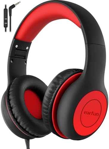 Kid-Friendly Foldable Wired Headphones with Microphone – Volume Limiting Safety (85/94 d B) for Hearing Protection, Share Port for Collaborative Audio, Ideal for Tablets, PCs, and School Use – Enhanced Type C Compatibility for Optimal Sound Quality and Comfort