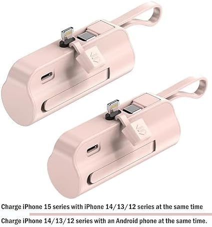 Ultra-Compact 5000 m Ah Power Bank for i Phone & Android – Fast Charging Mini Battery Pack with PD Technology, Sleek Pink Design for Travel & Everyday Use – Perfect Compatibility with i Phone 14/13/12/11/XR/XS/8/7
