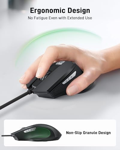 Acer Wired Mouse with 4 Customizable DPI Settings – Ergonomic USB Computer Mouse with 6 Buttons, 5-Foot Durable Cord – Perfect for Laptops, i Macs, and PCs – Superior Precision for Gaming and Daily Use