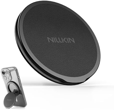 Enhance Your Smartphone Experience with Nillkin Mag Safe Phone Grip Ring Holder – Removable Magnetic Stand for i Phone 16/15/14/13/12 & Select Samsung Models – Black – Ultimate Grip Stability and Versatile 360-Degree Viewing Angle – Sleek Design, Easy Installation, and Residue-Free Removal