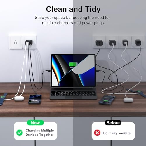 40 W USB-C Power Hub Duo: Versatile Fast Charging Station with 4 Ports for i Phone, i Pad, Air Pods & Apple Watch – Compact Travel Charger with Safety Features for Efficient Device Charging