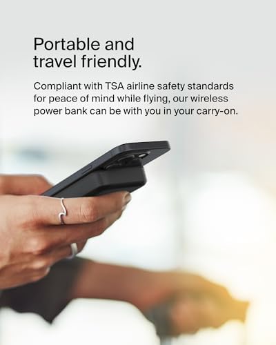 Belkin 5000 m Ah Wireless Power Bank with Qi2 Technology – Mag Safe-Compatible Portable Charger Featuring Built-in Kickstand for i Phone 16, 15, 14, 13, Plus, Pro, Pro Max – Sleek White Design for Seamless Charging on the Go – Optimal Speed & Versatile Compatibility