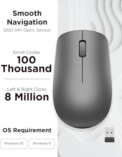 Lenovo 530 Wireless Mouse – Ergonomic Abyss Blue Design with 2.4 GHz Nano USB Receiver, 1200 DPI Optical Sensor for Precision Tracking, Lightweight & Portable for Effortless Navigation, Ideal for Left & Right-Handed Users, Perfect Companion for Work or Travel