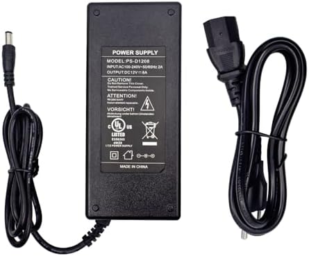High-Efficiency 12 V 8 A UL Listed Power Supply Adapter | Versatile 96 W AC to DC Converter with 4 ft Cord & 5.5 x2.5 mm Plug for LED Strips, CCTV Systems, and 3 D Scanners | Reliable Power for All Your Devices