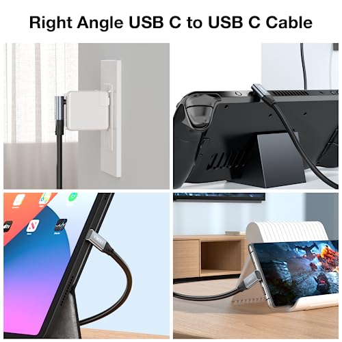 High-Speed USB C to USB C Cable for 100 W Fast Charging – 20 Gbps Data Transfer & 4 K/8 K Video Output – Right Angle Design for Enhanced Accessibility – Universal Compatibility with Mac Book, i Pad Pro, Samsung S23/S22 – Ultimate Solution for Power and Performance