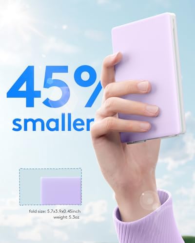 Samsers Portable Foldable Bluetooth Keyboard – Ultra Slim Wireless Keyboard with Stand for i OS, Android & Windows Devices – Rechargeable Multi-Device Travel Keyboard for Effortless Typing on the Go – Sleek Black Design