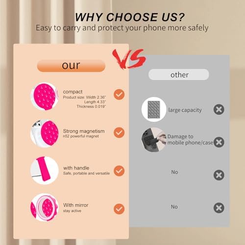 Mag Safe-Compatible Silicone Suction Cup Phone Mount with Integrated Mirror for Effortless Selfies and Video Calls – Hands-Free i Phone Accessory in Chic Pink for Ultimate Convenience and Versatility
