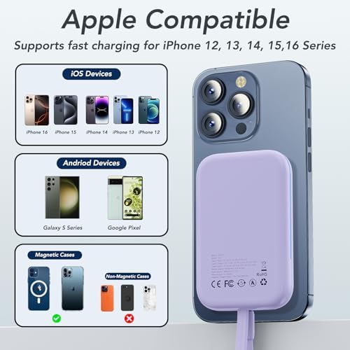 HUOTO 10000 m Ah Magnetic Power Bank – Ultimate Fast Charging Solution for i Phone 12-16 Pro Max | Wireless Battery Pack for Hassle-Free Travel & Everyday Use | Sleek, Compact Design with Enhanced Mag Safe Compatibility