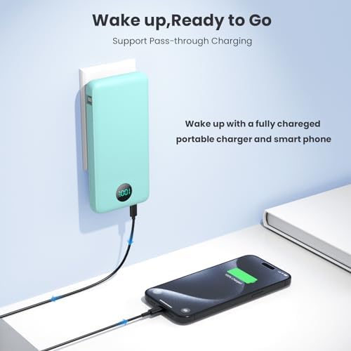 Ultimate USB C Power Bank with Dual Built-in Cables & AC Wall Plug – 13,800 m Ah Fast Charging Powerhouse for i Phone 16/15, Galaxy S23, Tablets – Compact LED Display, Universal Compatibility for On-the-Go Power Solutions