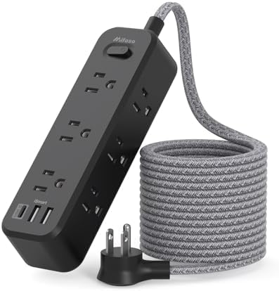 10 ft Power Strip with Surge Protection – 9 Outlets and 3 USB Ports for Fast Charging – Versatile Extension Cord for Home, Office, and Dorm Room – Safe and Efficient Multi-Device Management – Durable and Compact Design for Everyday Use