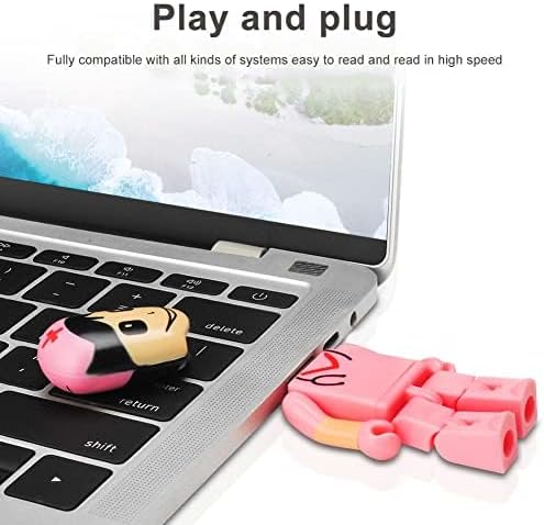 Charming Cartoon Nurse 64 GB USB Flash Drive – Adorable Pink Thumb Drive for Effortless Data Storage, USB 2.0 Compatible Memory Stick for Professionals and Students Alike