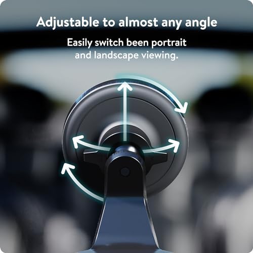 Mous Mag Safe Car Mount Phone Stand – Secure Suction Mount for i Phone 16/15/14/13/12 Series | Effortless 360° Rotation & Magnetic Alignment for Ultimate Convenience | Ideal for Hands-Free Navigation and Streaming