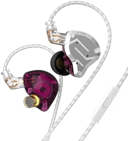 KZ ZS10 Pro Wired Gaming Earbuds – Premium 4 BA + 1 DD IEM Headphones with Microphone, Ergonomic Design for Extended Comfort, Detachable 2 PIN Cable for Versatile Compatibility, One-Button Control, Superior Sound Quality for Gamers and Audiophiles, Sleek Black Finish, Ideal for Immersive Audio Experiences